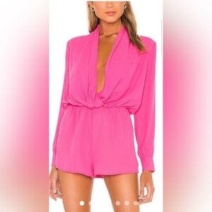 REVOLVE: Kaycie Drape Romper in Hot Pink